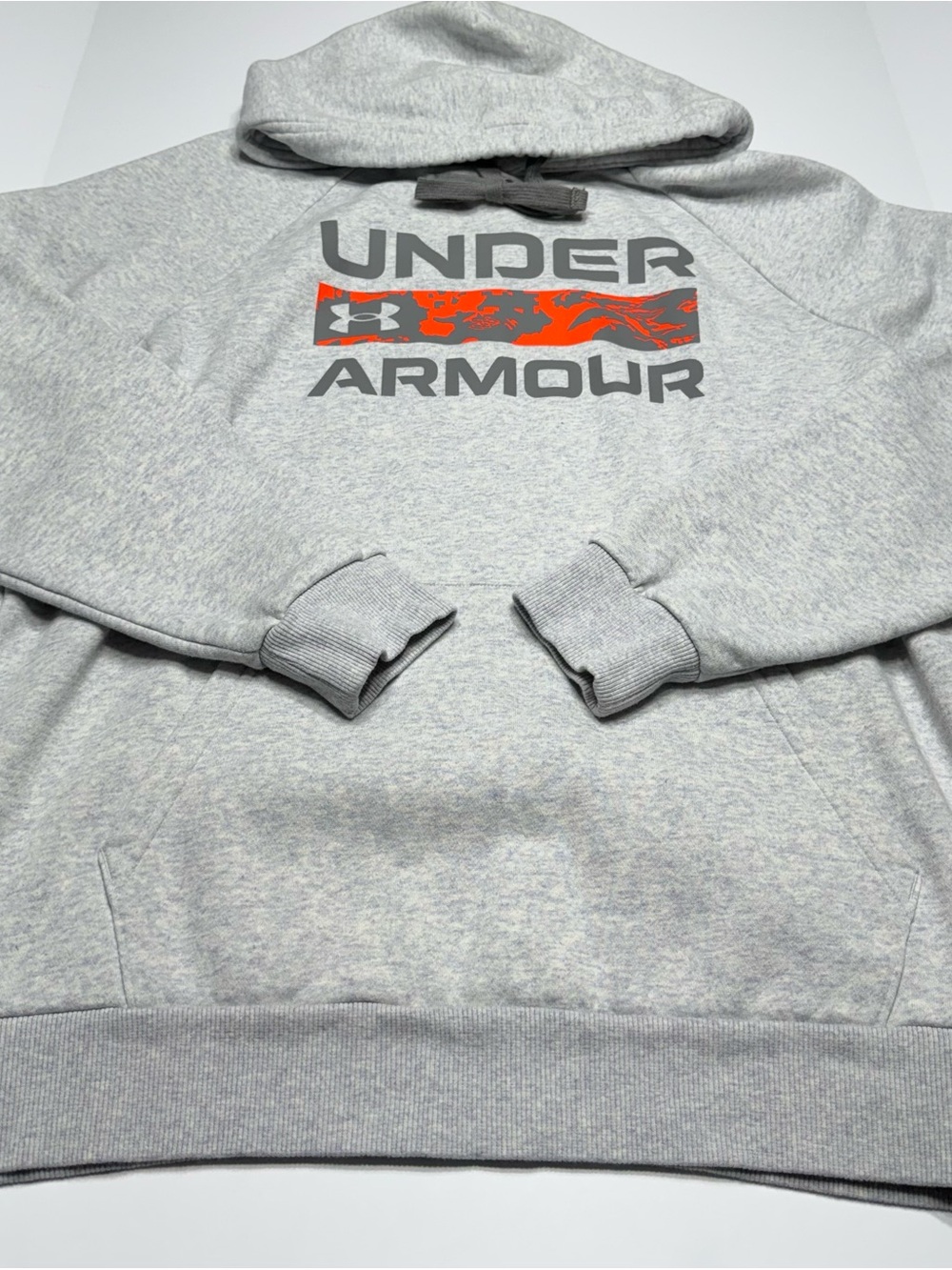 Under Armour Gray Crewneck Hoodie with Orange Logo Accent